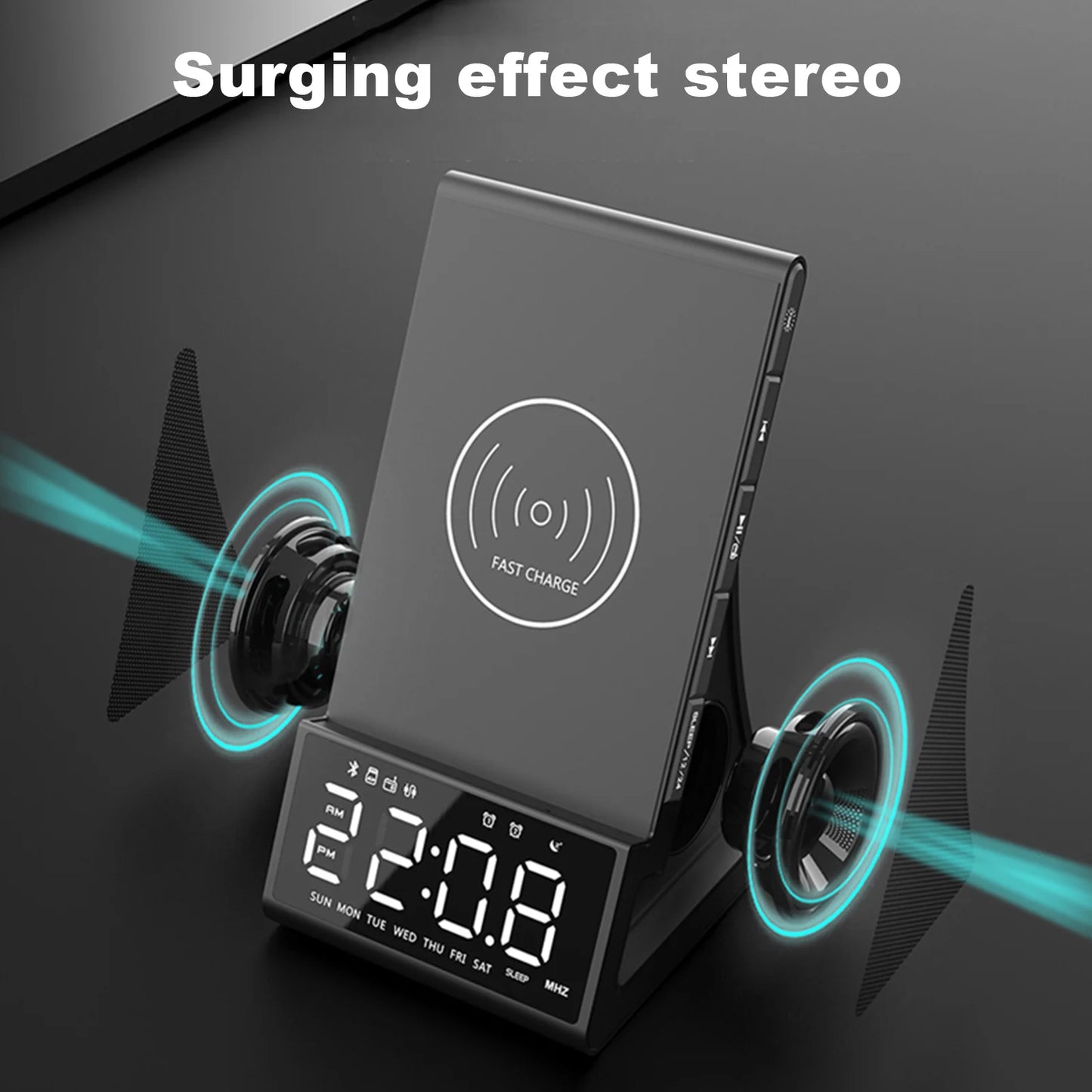 Wireless Charger Alarm Clock with Bluetooth Speaker