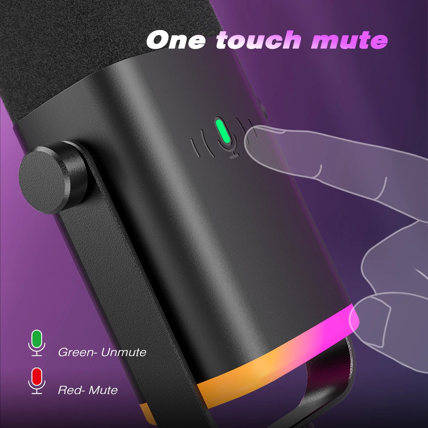Dynamic Microphone with Touch Mute Button